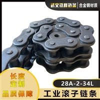 A系列28A双排锰钢工业链条 节距44.45mm 传动链