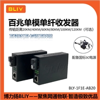 博力扬BLY-1F1E-AB20百兆单模单纤收发器1光1电光电转换器