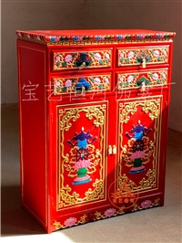 藏式佛龛 木雕八宝彩绘供柜 密宗佛堂佛柜 家用神台 宝艺恒河佛桌