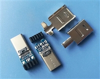 TYPE C公头加线卡 带屏蔽罩 焊线式USB3.1连接器 TYPE C连接器