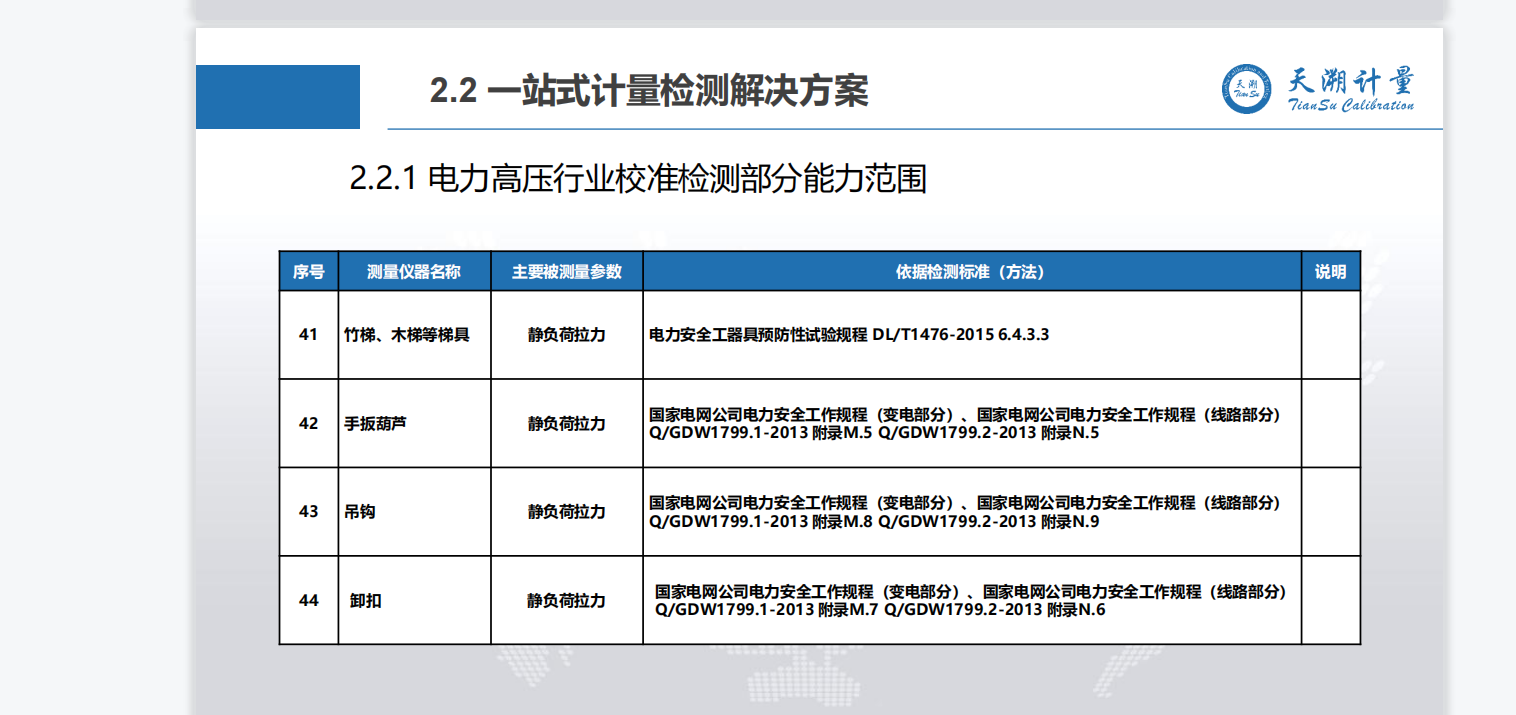 高压设备计量，电力安全工器具检测