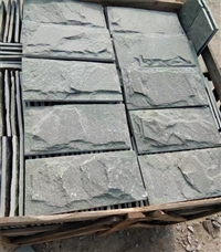 鸿淼石材-绿色文化石墙面砖 青灰色碎拼石 天然乱石片厂家