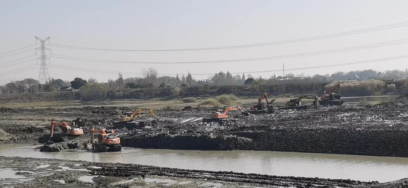 衡水河道清淤水下挖土机租赁沼泽