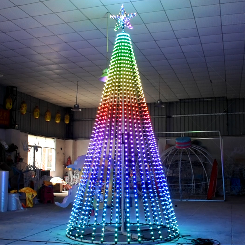 RGB编程圣诞树4米DMX灯光效果圣诞节户外商场橱窗美陈造型氛围装饰
