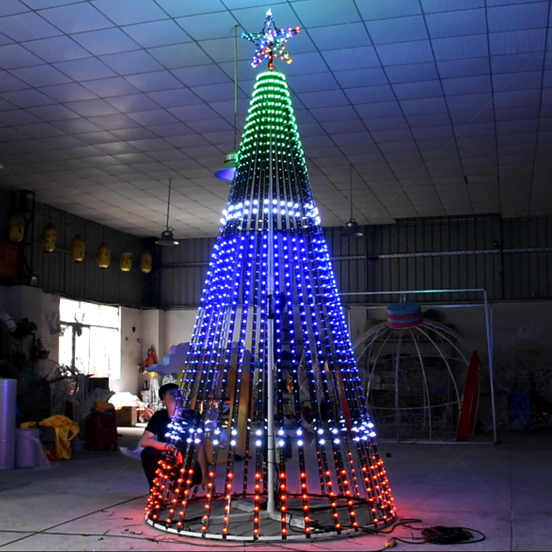 RGB编程圣诞树定制厂家户外景区商业摆件氛围美陈场地布置装饰