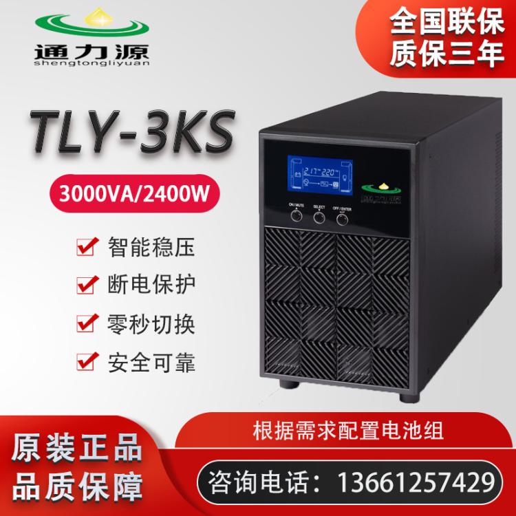 TLY-3KS UPS不间断电源3kVA/2.4kW 外置电池机房服务器稳压防断电