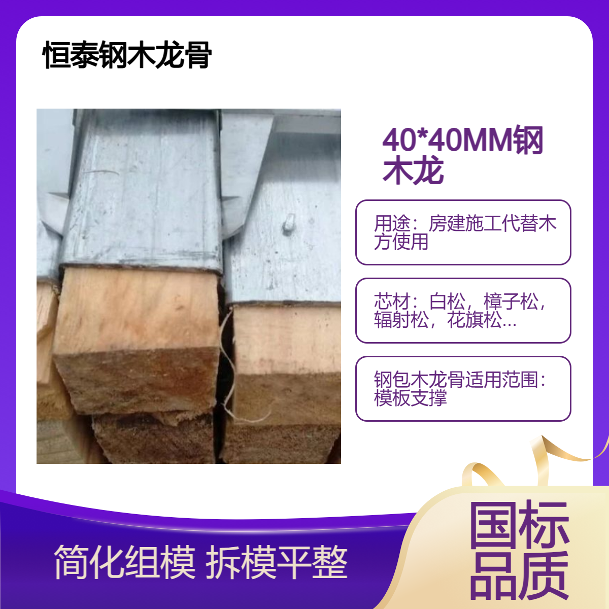 两面对孔钢木龙骨 40*40方 厚1.5MM 2.3米长 规格统一 平稳 拆模墙体平