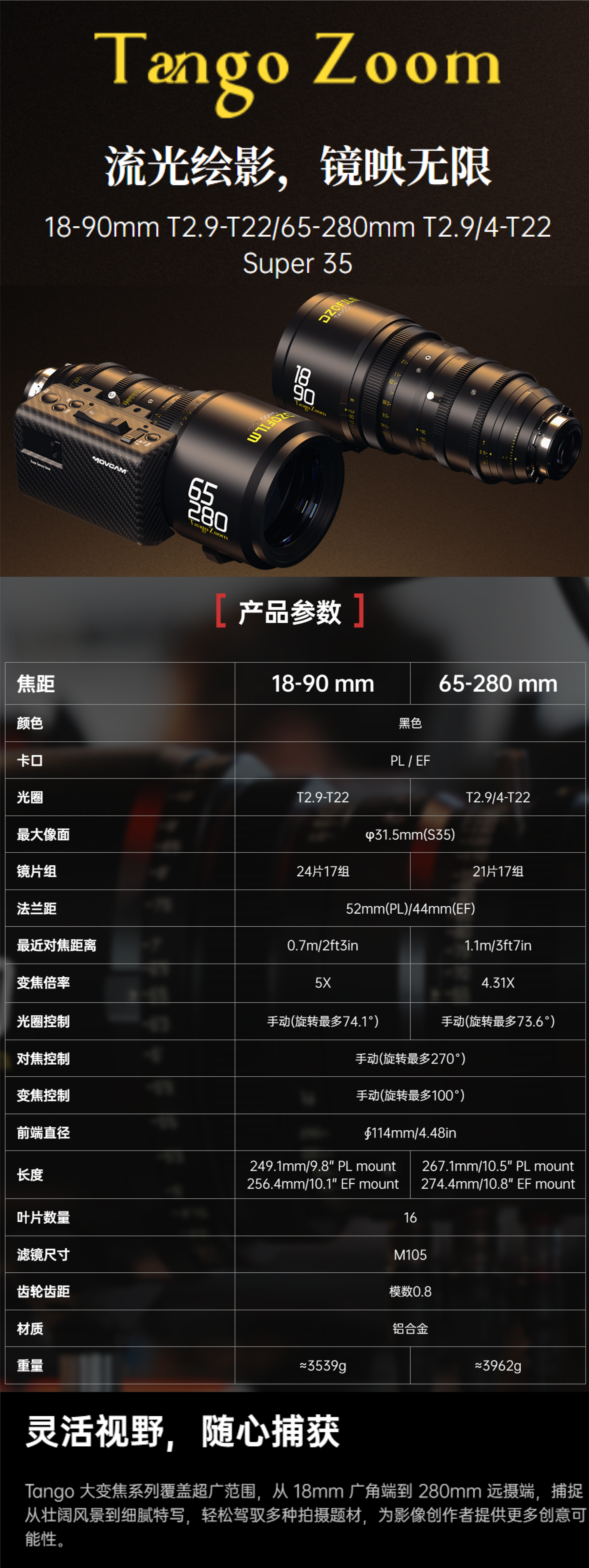 DZOFilm东正国产18-90mm EF/PL双卡口