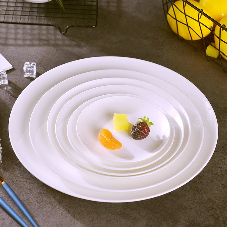 家用陶瓷餐盘纯白色圆形菜盘 骨瓷平盘浅盘西餐盘 大小规格齐全