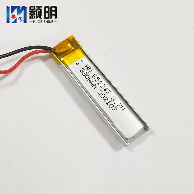 651247聚合物锂电池3.7V330mAh头盔灯 修眉仪 电动玩具 电动牙刷