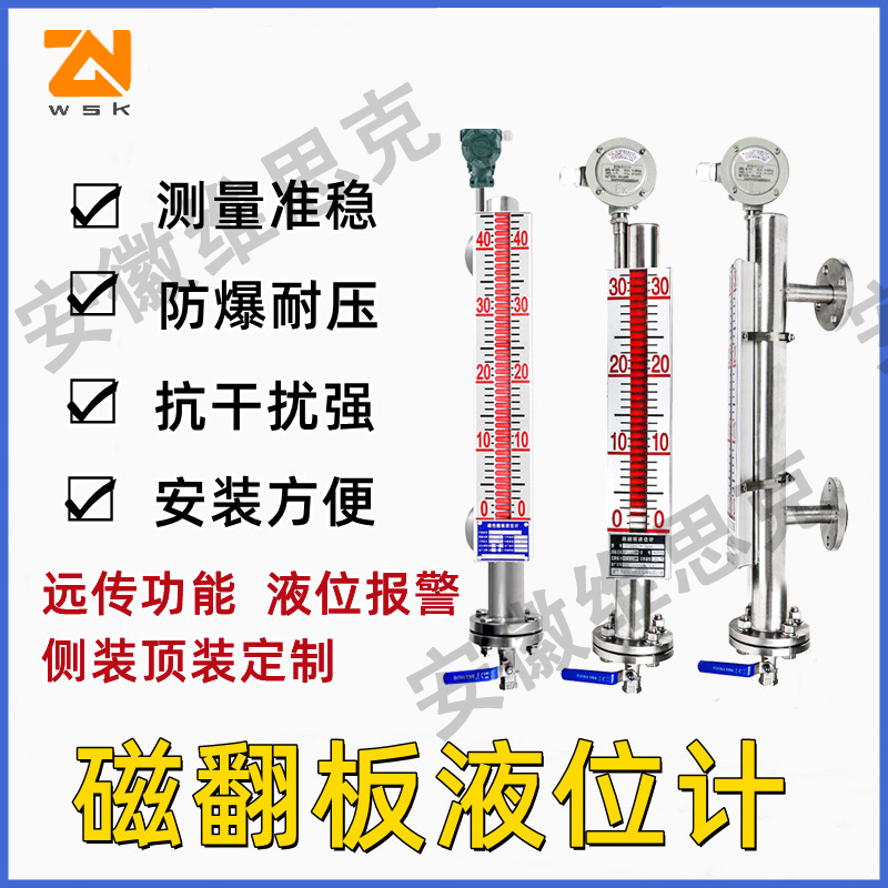 负载电流13A磁翻板液位计指示器UHZ-OJ98B-F65配LED指示灯