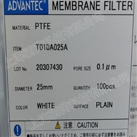 日本Advantec东洋孔径0.1um疏水性PTFE膜T010A025A