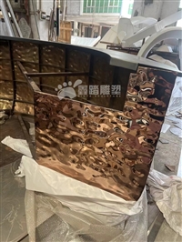 双色不锈钢圆弧水吧台 水波纹玫瑰金不锈钢接待台