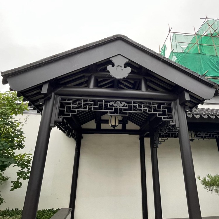 仿古建筑铝合金四合院 走廊过道人字顶吊顶 凉亭铝斗拱翘角生产工厂