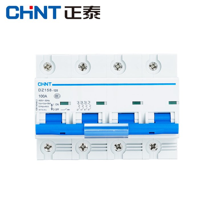 正泰空气开关 DZ158-125 4P 大功率断路器 空开大电流100A