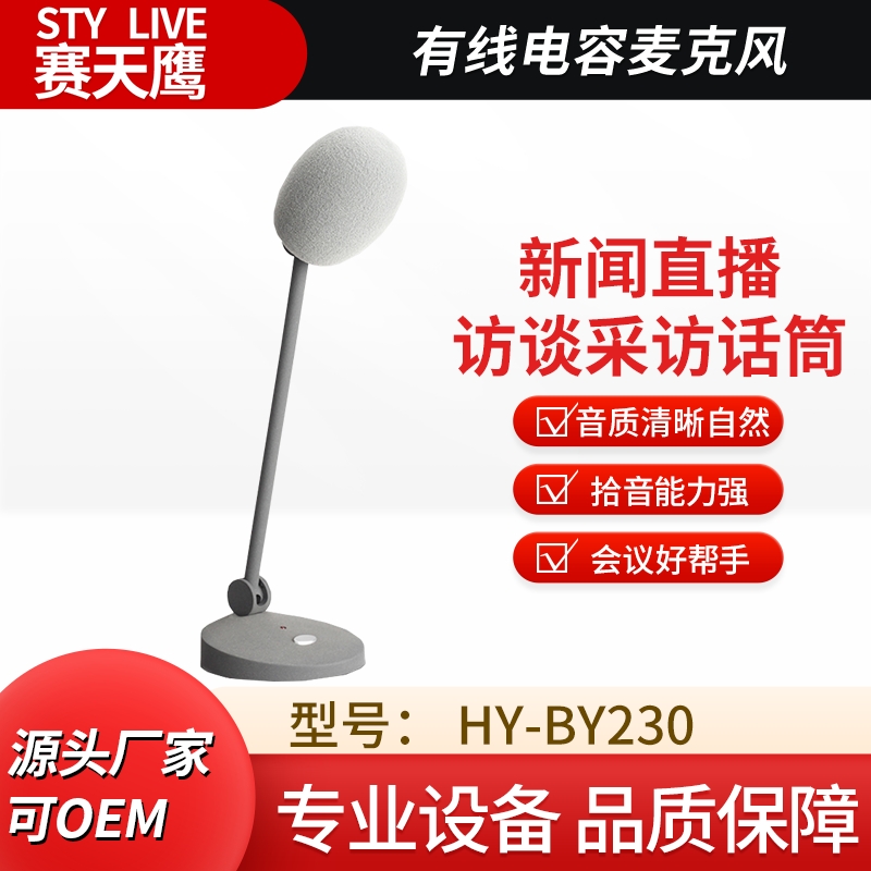 赛天鹰 有线新闻录播直播麦克风 录音电容会议主持 访谈采访桌面话筒