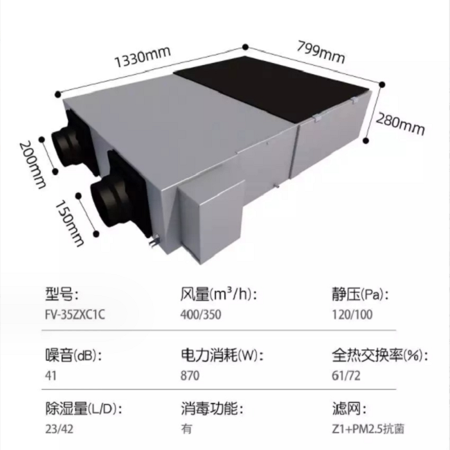 北京松下新风系统除湿FV-35ZXC1C空气消毒机全热交换器销售安装