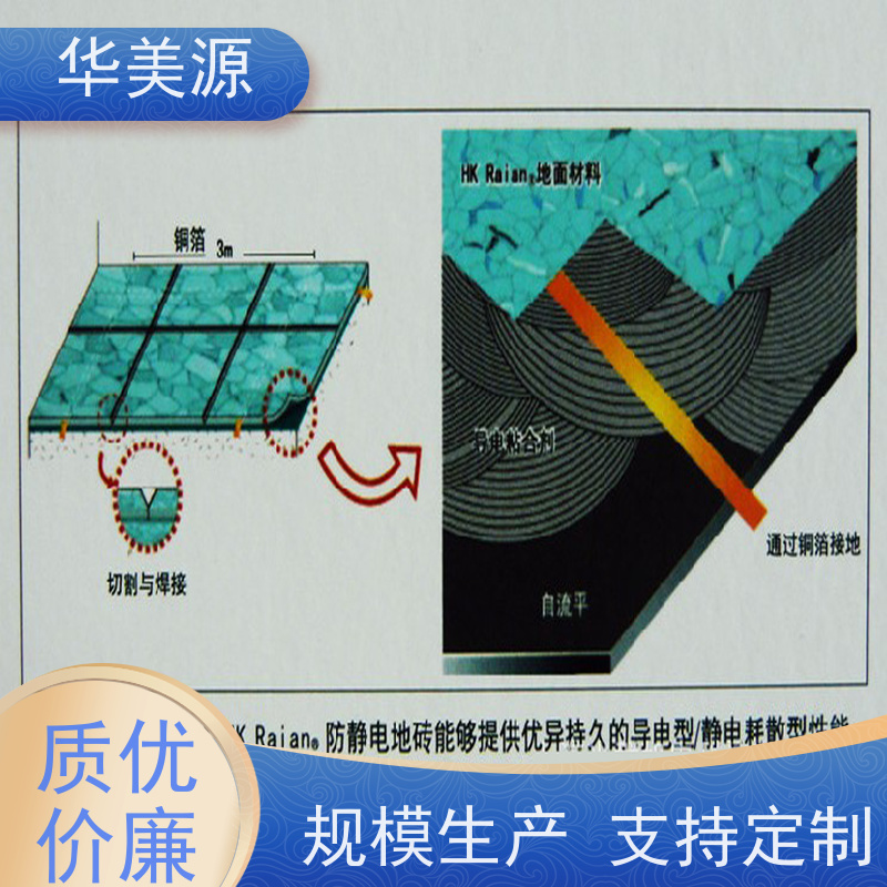 华美源 PVC防静电地板 同质透心 安装拼接简单 生产厂家