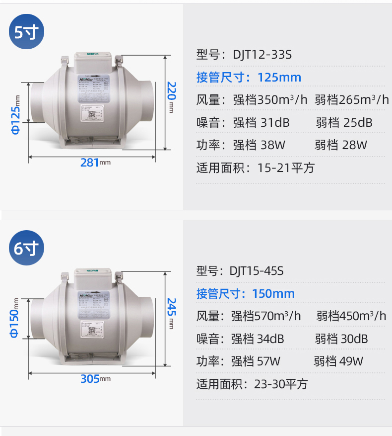 绿岛风斜流管道风机DJT25-66S北京塑料管道式排风机工程排气扇