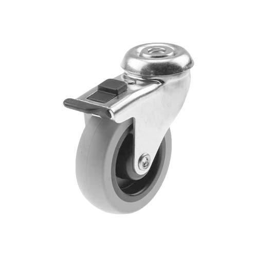 SWEDEWHEEL斯维德75mm万向镀锌圆孔支架TPE PUR脚轮
