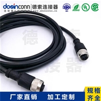 M12注塑线材A编码4芯母转母直式焊接1M双边线M12转M12AWG22厂家