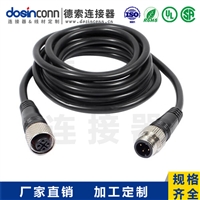 M12注塑线材A编码4芯公转母直式焊接2.5M双边线M12转M12AWG22厂家