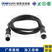 M12注塑线材A编码4芯公转母直式焊接1.5M双边线M12转M12AWG22厂家