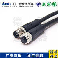 M12注塑线材A编码12芯公转母直式焊接1M双边线M12转M12AWG26工厂