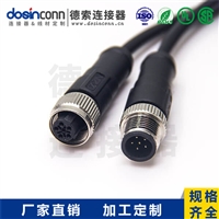 M12注塑线材C编码6芯公转母直式焊接0.5M双边线M12转M12AWG24工厂