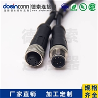 M12注塑线材A编码6芯公转母直式焊接1M双边线M12转M12AWG24厂家