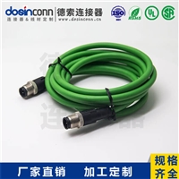 M12注塑线材D编码4芯公转公直式焊接3M双边线M12转M12AWG22制造商