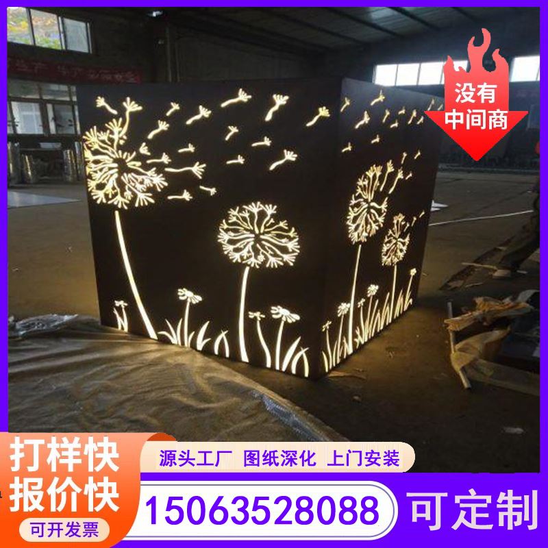 江河金属 上门实地考察 安装做锈  耐候钢灯箱字