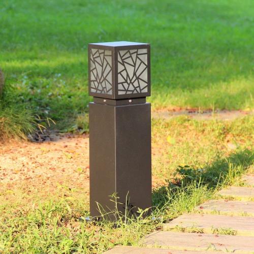简约现代草坪灯正方形矮柱灯 烤漆黑色柱头灯公园草地灯 户外防水
