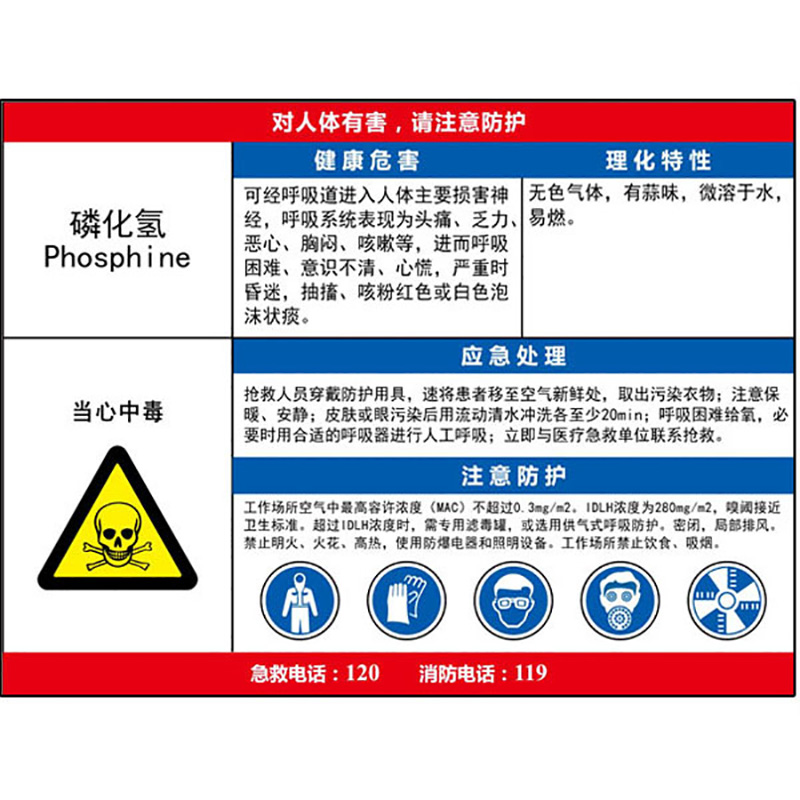 磷化氢职业危害告知卡